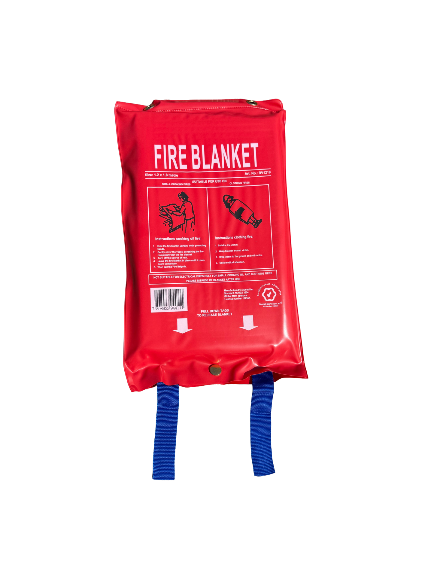 Extinguish Co Fire Blanket – 1.2m x 1.8m – Red PVC Wall Bag (AS/NZS 3504:2006)